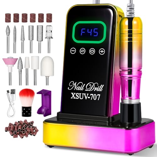 Cordless Nail Drill 45000 RPM - Rechargeable Electric Nail File Kit for Manicure & Pedicure