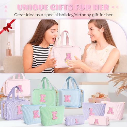 Personalized Initial Cosmetic Bag Set - Travel Makeup Organizer
