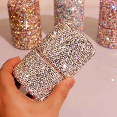 Bling Sparkling rhinestone Five-Piece Makeup Brush Set-Complete Beauty Tool Kit for Flawless Makeup Application (Silver)