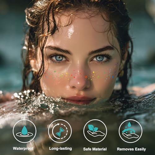 Glitter Freckles Face Tattoos - 30 Pcs Waterproof Sparkle