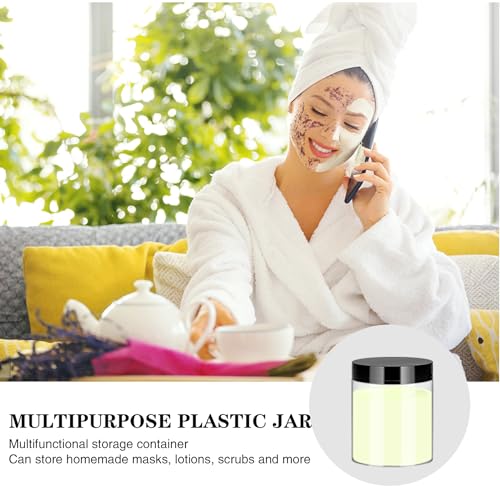 8oz Clear Plastic Jars with Black Lids (36-Pack)