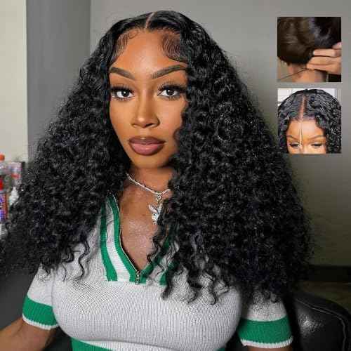 7x6 Burmese Curly Glueless Wigs Human Hair Pre Plucked Pre Cut 250% Density Drawstring Wig Human Hair 7x6 HD Lace Front Wigs Human Hair for Black Women Wear and Go Glueless Wig Natural Color 24inch