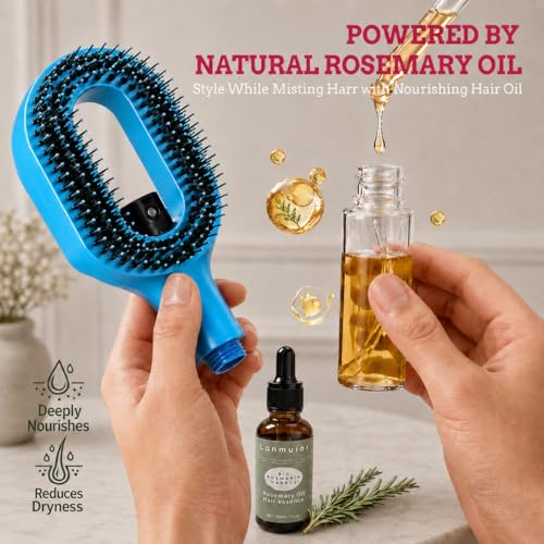 3-in-1 Detangling Hair Brush with Spray Mister & Rosemary Oil