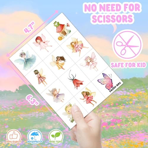 120 PCS Fairy Temporary Tattoos for Kids - Pre-Cut Woodland Theme