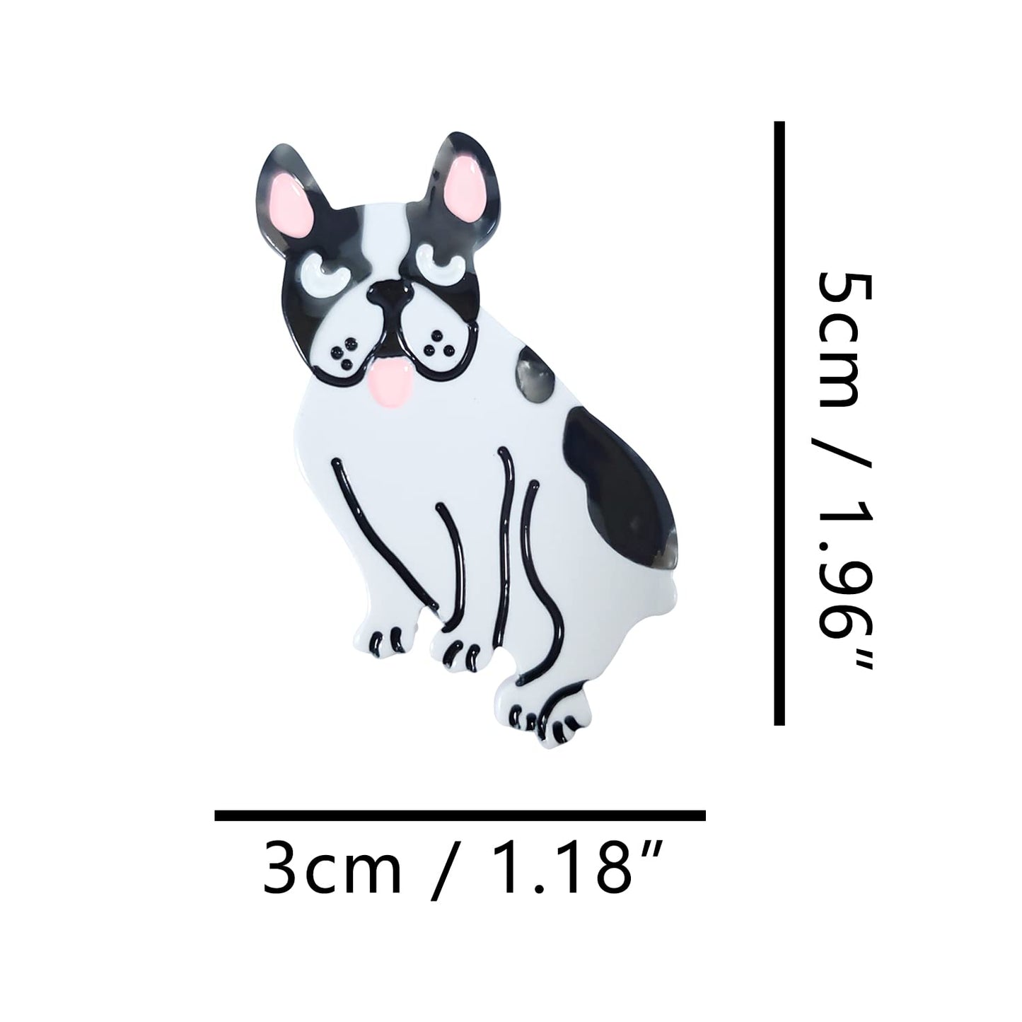 French Bulldog Hair Clips,Cellulose Acetate Hair Clips,Small Hair Clips for Girl,Pack of 2