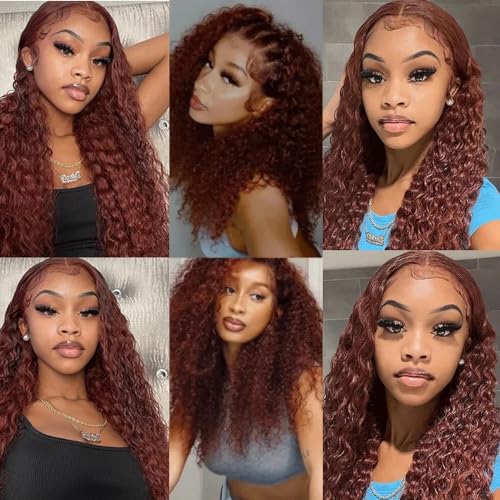 Copper Red Deep Wave Human Hair Bundles 24 26 28 Inch