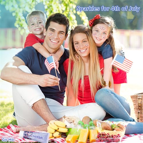 Go Ho 4th of July Patriotic Body Glitter Gel & Accessories Set - Rubber Bracelets Included