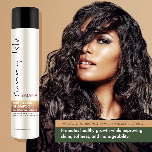 Sunny Isle Batana Anti-Thinning Shampoo 10.1oz Infused with Biotin and Jamaican Black Castor Oil | Double Growth Formula