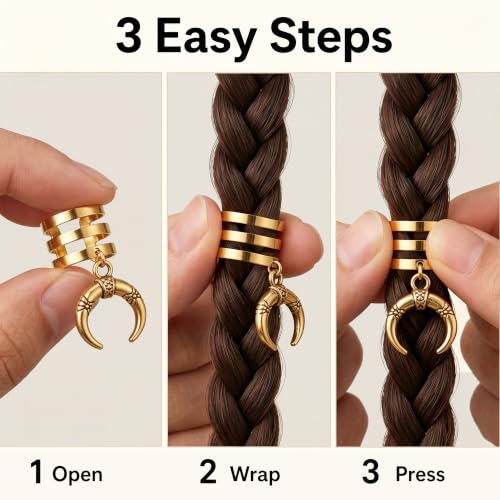Gold Hair Cuffs for Braids - 25 Pcs Filigree Set