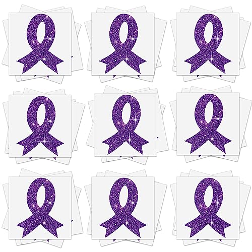 Purple Ribbon Awareness Temporary Tattoos - 240 Pcs