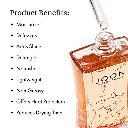 Joon Saffron Hair Elixir Oil - Moisturizing Pistachio & Rose, 1.11 Fl. Oz.
