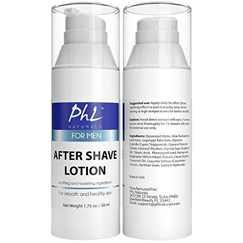 PHL Naturals Unscented Aftershave for Men ? Fragrance-Free, Alcohol-Free After Shave Lotion for Sensitive Skin ? Soothes, Prevents Razor Burn, Moisturizes ? 1.75 oz