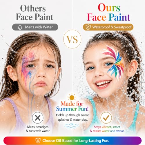 40-Color Face Paint Palette Kit - Waterproof Non-Toxic Makeup