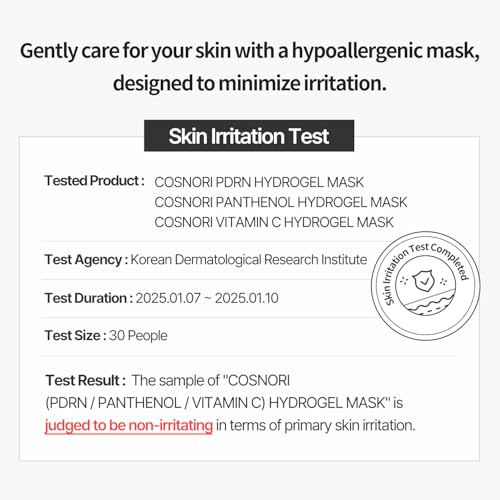 COSNORI Panthenol Hydrogel Mask [6 Pack] - Calming & Hydrating, Supports Skin Texture, Moisturizing, Skin Comfort, Korean Facial Mask for Sensitive Skin, 0.98 oz(28g)