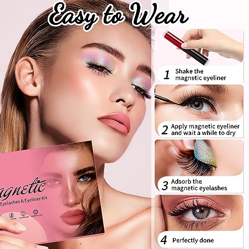 Awmyis Magnetic Eyelashes Kit with Eyeliner & Tweezers - 10 Pairs, 3D Natural Look, Reusable (Variation: 10)
