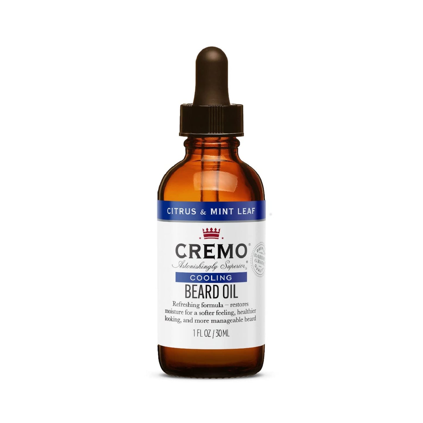 Cremo Beard Oil, Cooling Citrus & Mint Leaf, 1 fl oz - Restore Natural Moisture and Soften Your Beard To Help Relieve Beard Itch