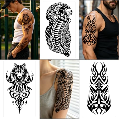 23 Pre-Cut Waterproof Temporary Tattoos - Viking & Wolf