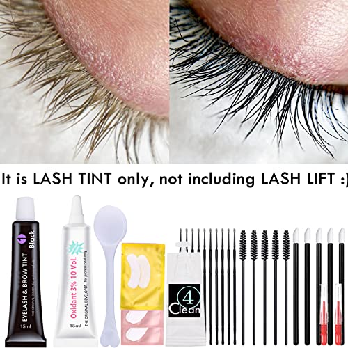 Black Lash T-i-n-t Kit, Keratin Black Eyelash D-y-e and Eyebrow T-i n t, 6 Week Voluminous Brow T-int, T-inting Look For Lash Perm/Lift/Lamination Treatment Dark Eyelash T-int Kit Only