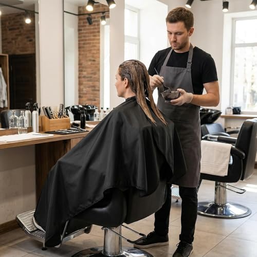 Waterproof Barber Cape 51x59 Inch Anti-Static Salon Cape with Adjustable Snap Closure - Variation 1