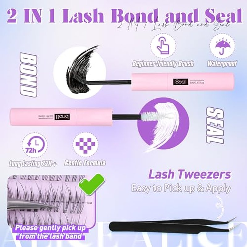 ALICE Natural Lash Clusters Kit - 162pcs Wispy Extensions 11-13mm
