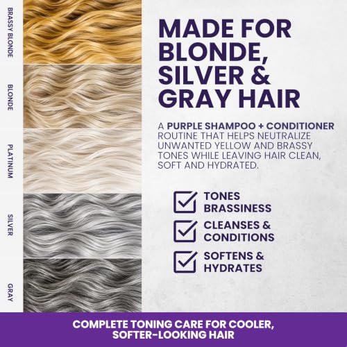 KESMEDIK Purple Toning Shampoo for Blonde Gray & Silver Hair 16oz
