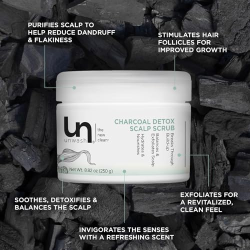 Unwash Charcoal Detox Scalp Scrub - Exfoliating Hair & Scalp Treatment, 8.82 oz