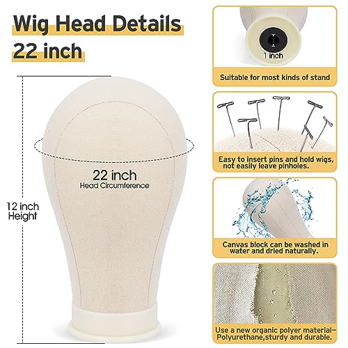 Klvied Wig Stand with 22" Canvas Head & Adjustable Tripod