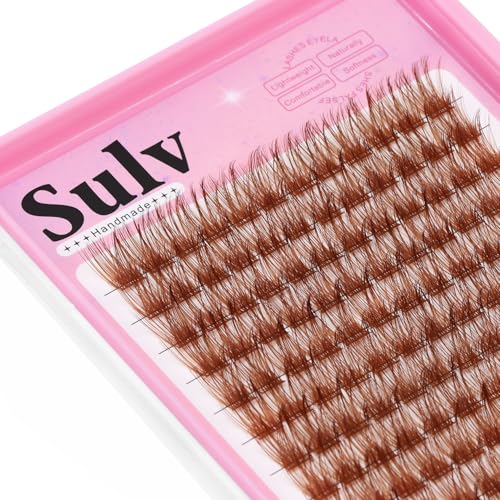 Light Brown False Eyelash Clusters 144Pcs D Curl 8-20mm