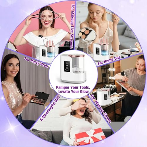 Wekity White 3-in-1 Electric Makeup Brush Cleaner & Dryer - Portable USB