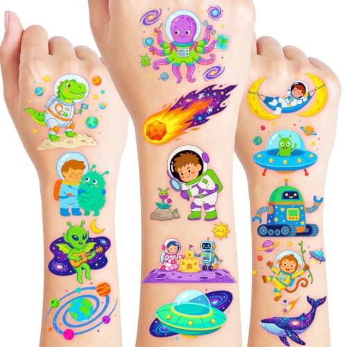 96 Pre-Cut Space Temporary Tattoos for Kids