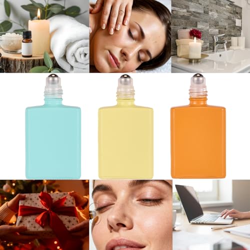 Qeuly 15ml Glass Roller Bottles Set for Essential Oils – Leak-Proof Travel Roll-On