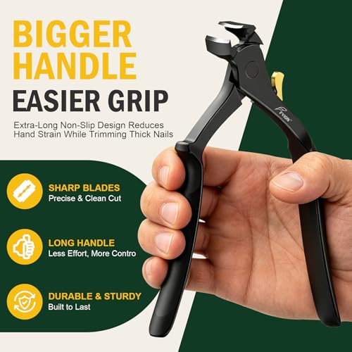 FVION Black Wide Jaw Toenail Clippers for Seniors - Heavy Duty Thick Nail Trimmer with Catcher & Lock