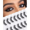 Lashes Wispy False Eyelashes Natural Look Fluffy Mink Lashes Doll Eyelashes Thick Faux Mink Eyelashes C Curl Fake Lashes 14MM 7 Pairs