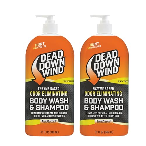 DEAD DOWN WIND Body & Hair Soap Pump Top | 32 oz Bottle | 2 Pack (64 oz.) | Unscented | Sensitive Skin Body Wash & Body Soap, Hunting Accessories