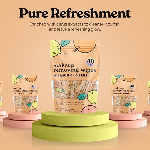 Pink Sky Makeup Remover Wipes - 40 Count, Vitamin C & Citrus