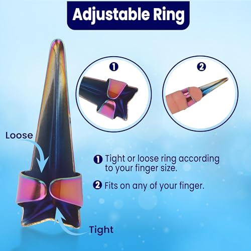 Beauty & Crafts 2PC Pro Hair Parting & Sectioning Rings-Stainless Steel Finger Tool for Precise Hair Styling and Extension Installations - Inculde Straight &Curved Ring with Box (Multi Rainbow)