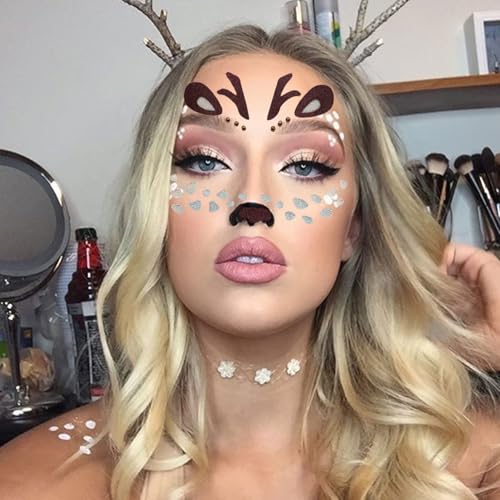Reindeer Face Temporary Tattoo Stickers - 2 Pack Christmas