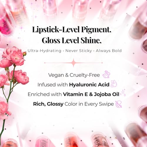 Power Gloss ? Bold Merlot Vegan Lip Gloss with High Pigment, Hyaluronic Acid, Jojoba & Castor Oil for Vampy, Non-Sticky, Moisturizing Color (Merlot)