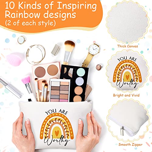 Fumete 20 Set/40 Pcs International Womens Day Gifts Employee Appreciation Makeup Bag Motivational Keychains Group Inspirational Gifts for Coworker Social Worker Nurse Teacher Team Staff