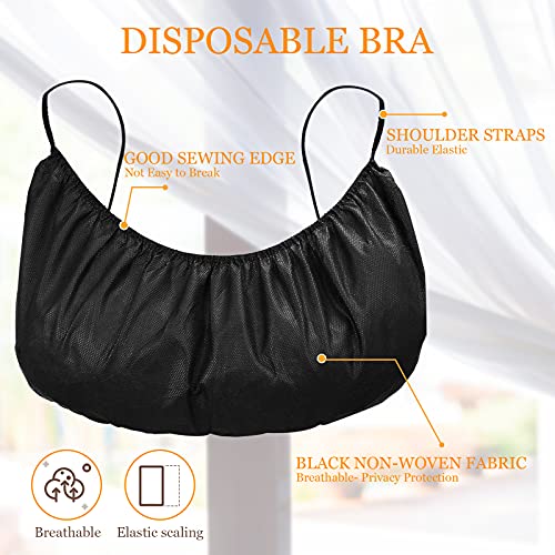 Geyoga Disposable Black Bras for Women, Nonwoven Spa Tops, Pack of 100