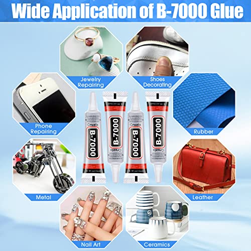 B-7000 Glue for Rhinestones & Jewelry, Clear Adhesive 4x15 ml Cruzix