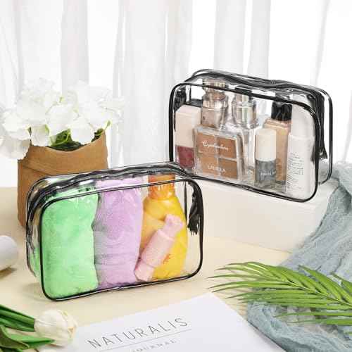Reginary 36 Pieces Clear Makeup Bags Bulk Travel Toiletry Bags Transparent Cosmetic Pouches with Zipper Waterproof Portable PVC Plastic Zippered Organizer Cases for Women Men Vacation Travel Bathroom
