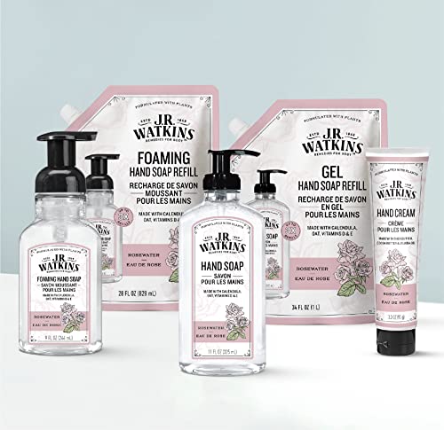 J.R. Watkins Rosewater Liquid Hand Soap Refill Pouch 1L - Gentle, Plant-Based