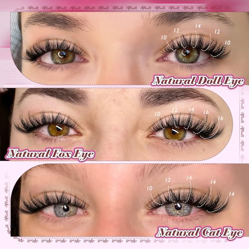 Pleell Wispy Eyelash Clusters 10-16mm Natural Fluffy DIY False Lashes A.Variation