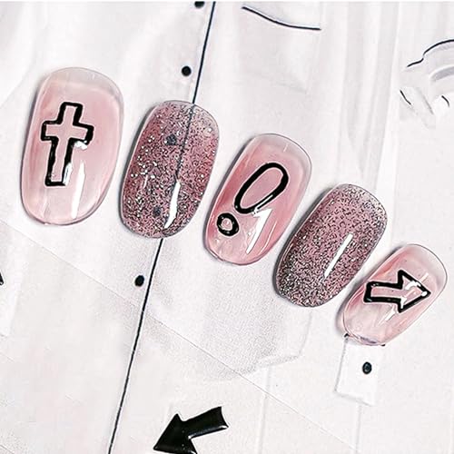 5 Styles Nail Art Stickers Relief Sculpture 5D Nail Decals for Nail Art, Scrawl Heart,Star,Moon,Crucifixion,Diamond,Rose Shape Self-Adhesive Nail Stickers for Nail Charm Decoration DIY Kit