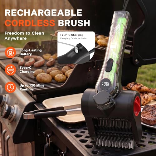 Nozrix Cordless Electric Grill Brush with Water Spray System