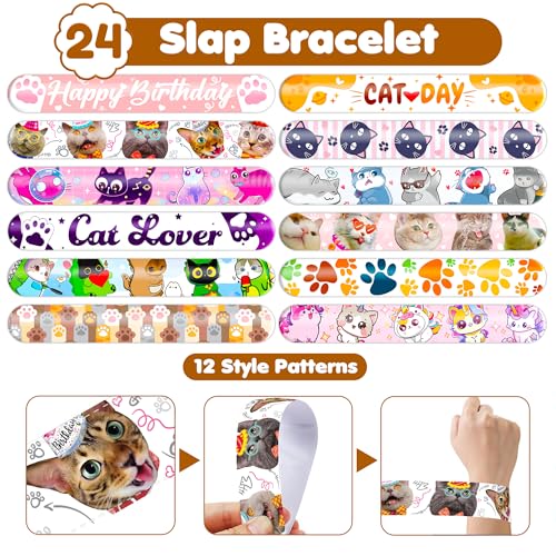 72 PC Cat Party Favors Bundle - Tattoos & Slap Bracelets