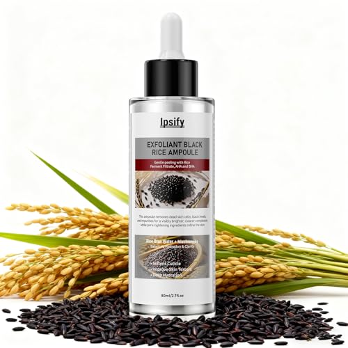 Peel Shot Glow Rice Ampoule, Black and White Rice Exfoliant for Face and Body, Rice Exfoliator for Faces Dead Skin Cells Remover, Face Peel Shot Serum for Softens Cuticle, 80ML (Black Rice)