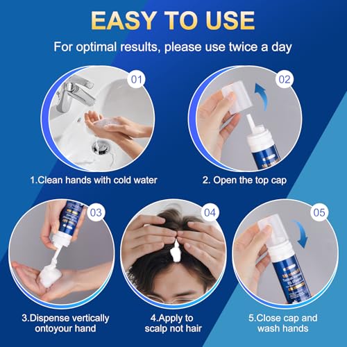 Minoxidil Foam for Men - Hair Regrowth Treatment with Biotin, 5% Strength, 5 Pack