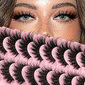 Ahrikiss Lashes Fluffy Cat Eye Lashes 5D Volume False Eyelashes That Look Like Extensions 10 Pairs Soft Wispy Fake Eyelashes Faux Mink Lashes (D18)